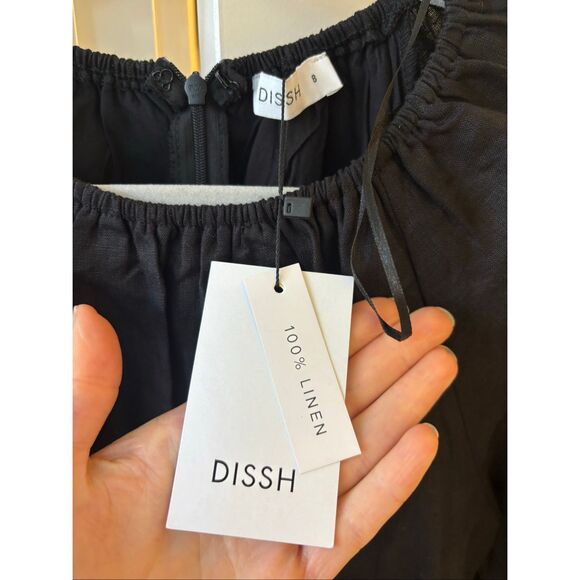 NWT DISSH black linen cut out mini dress, $188 - Picture 6 of 11